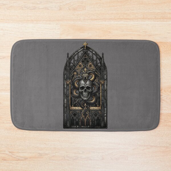 Item preview, Memento Mori Skull Serpents — Gothic Chapel Stained Glass Gold designed and sold by David Mateo ArtWorks.