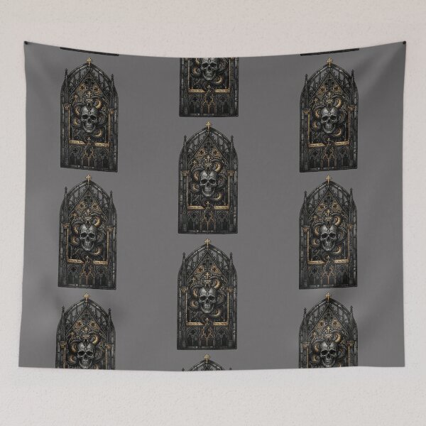 Item preview, Memento Mori Skull Serpents — Gothic Chapel Stained Glass Gold designed and sold by David Mateo ArtWorks.