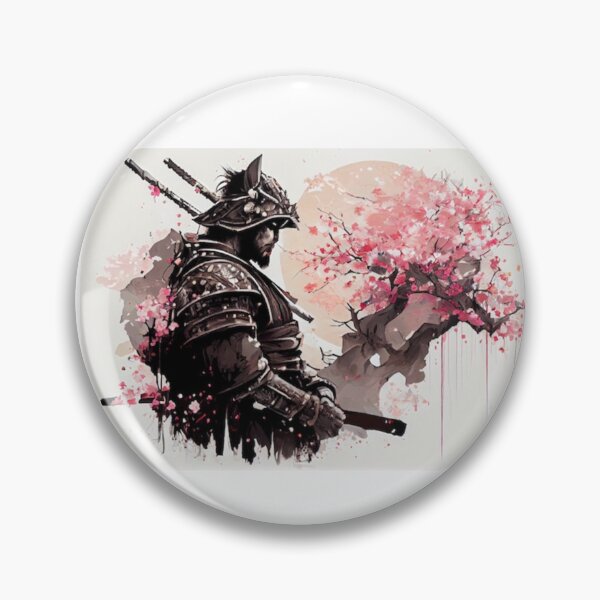Item preview, Cherry Blossom Samurai Traditional Ink Painting designed and sold by EchoWave11.