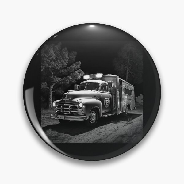 Item preview, Black and White Vintage Ambulance Emergency Vehicle Art designed and sold by inkoutninja.