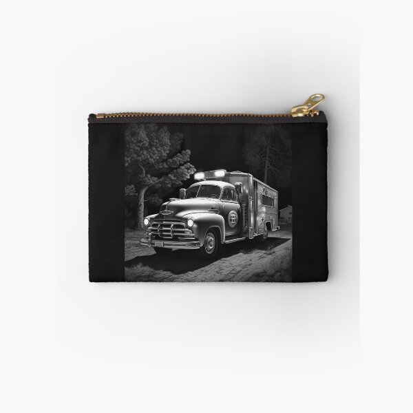 Item preview, Black and White Vintage Ambulance Emergency Vehicle Art designed and sold by inkoutninja.