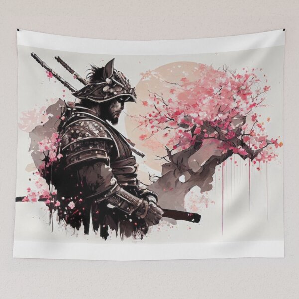 Item preview, Cherry Blossom Samurai Traditional Ink Painting designed and sold by EchoWave11.