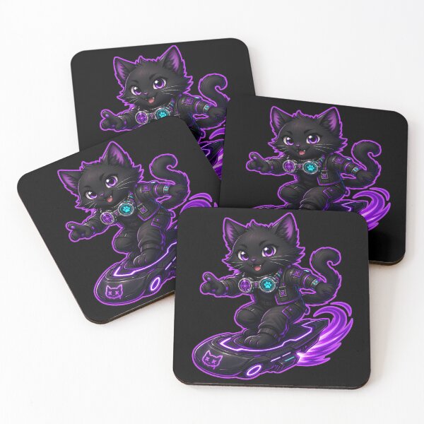 Item preview, Cyberpunk Black Cat Riding Futuristic Hoverboard designed and sold by LuisWorks.