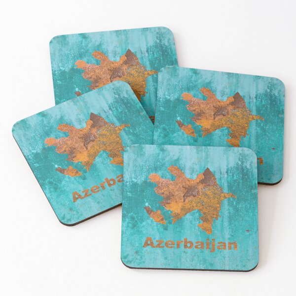 Item preview, Azerbaijan Map Rust on Teal designed and sold by Elisabeth Lucas.