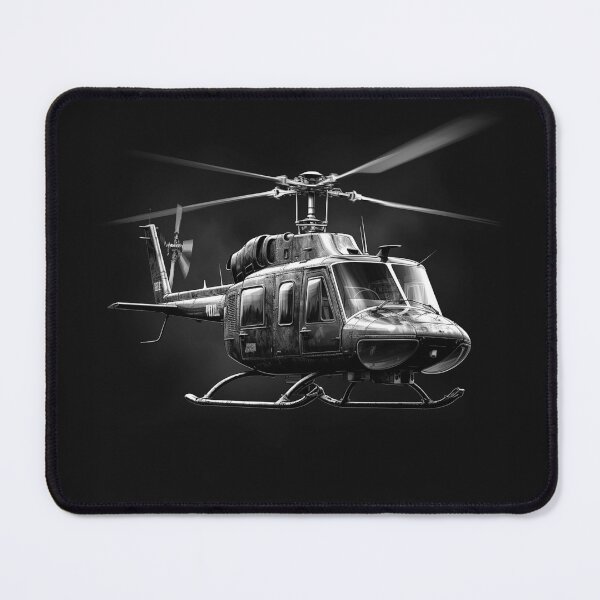 Item preview, Black and White Military Utility Helicopter Art designed and sold by inkoutninja.