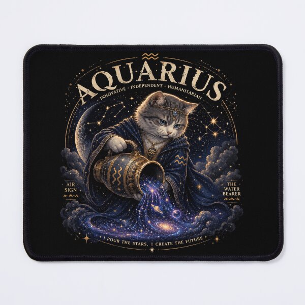 Item preview, Aquarius Cat Zodiac Art | Mystical Astrology Cat Illustration designed and sold by Siti Hoiriyah.