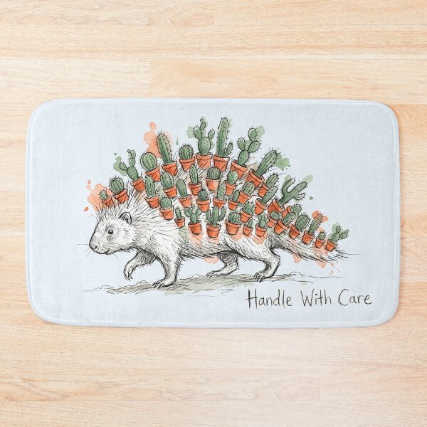 Item preview, Handle With Care: The Potted Cactus Porcupine Illustration designed and sold by SoulPT.
