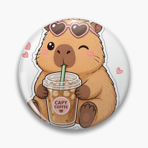 Item preview, Cute Capybara Drinking Iced Coffee Kawaii Sticker | Pastel Coffee Lover Animal designed and sold by Kanvasly.