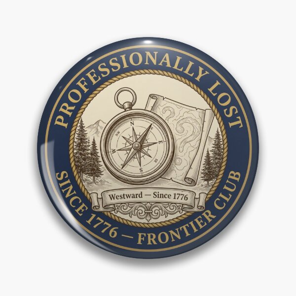 Item preview, Professionally Lost Since 1776 Frontier Club Badge designed and sold by CalmCapy Co.