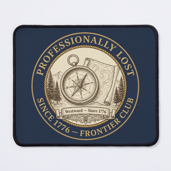 Item preview, Professionally Lost Since 1776 Frontier Club Badge designed and sold by CalmCapy Co.