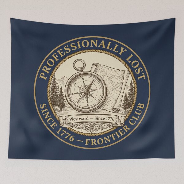 Item preview, Professionally Lost Since 1776 Frontier Club Badge designed and sold by CalmCapy Co.