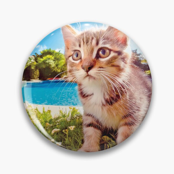 Item preview, Cute Summer Kitten By Swimming Pool Side designed and sold by OsakaYumeWorks.
