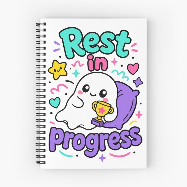 Item preview, Rest In Progress Ghost - Neurospicy ADHD & Introvert Humor Sticker designed and sold by VisualArtsOasis.