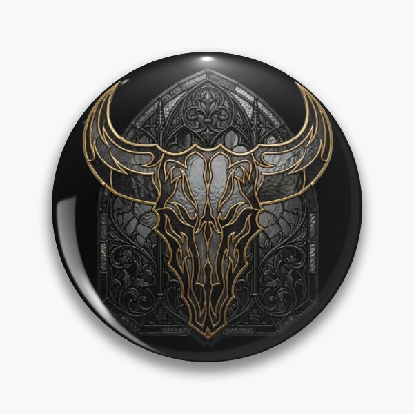 Item preview, Bull Skull Horns Stained Glass — Western Gothic Black Gold designed and sold by David Mateo ArtWorks.