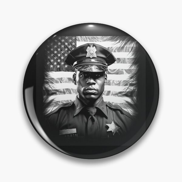 Item preview, Black and White Police Officer American Flag Portrait designed and sold by inkoutninja.