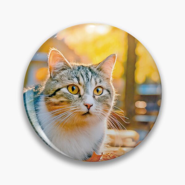 Item preview, Cozy Tabby Cat Sitting Autumn Fallen Leaves designed and sold by OsakaYumeWorks.