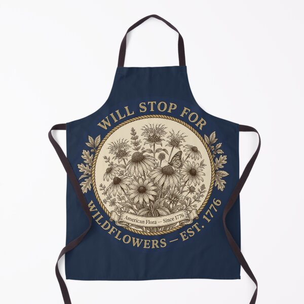 Item preview, Will Stop for Wildflowers Colonial Botanist Badge designed and sold by CalmCapy Co.