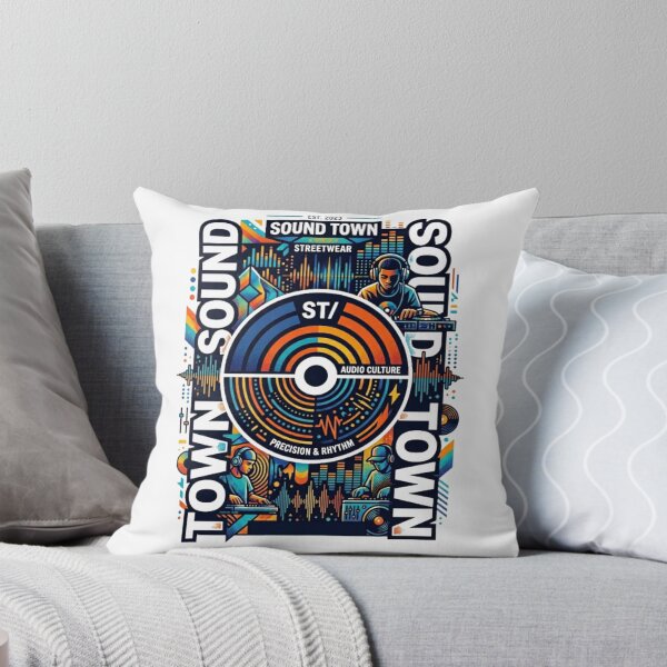 Item preview, Sound Town Collage – Vertical Logo + Wave Graphic Tee designed and sold by Artify24.
