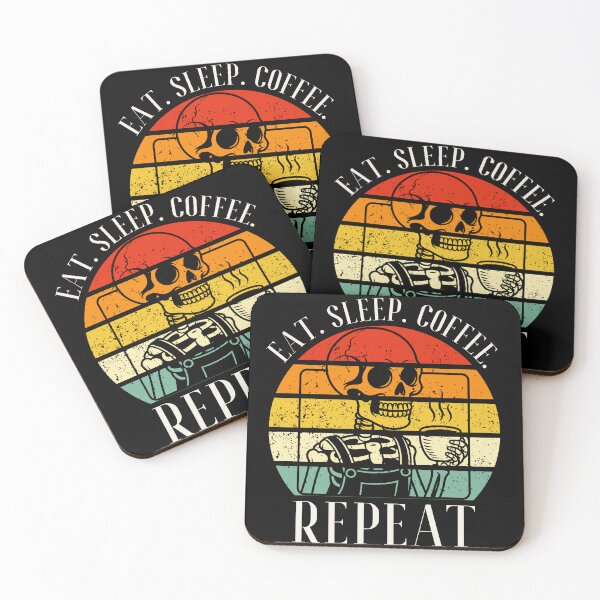 Item preview, Eat. Sleep. Coffee. Repeat Skeleton Design designed and sold by OldSkullDesigns.