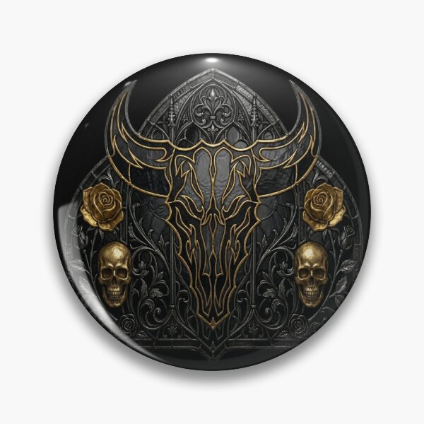 Item preview, Bull Skull Golden Roses — Western Gothic Shield Skulls designed and sold by David Mateo ArtWorks.