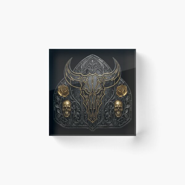 Item preview, Bull Skull Golden Roses — Western Gothic Shield Skulls designed and sold by David Mateo ArtWorks.