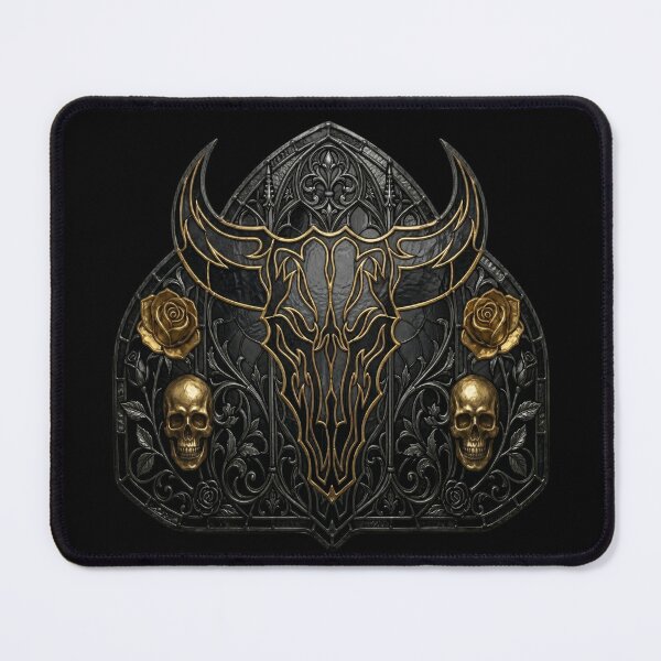 Item preview, Bull Skull Golden Roses — Western Gothic Shield Skulls designed and sold by David Mateo ArtWorks.