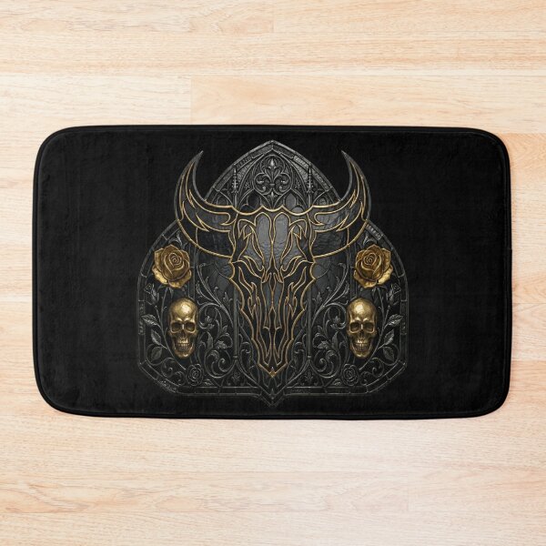 Item preview, Bull Skull Golden Roses — Western Gothic Shield Skulls designed and sold by David Mateo ArtWorks.