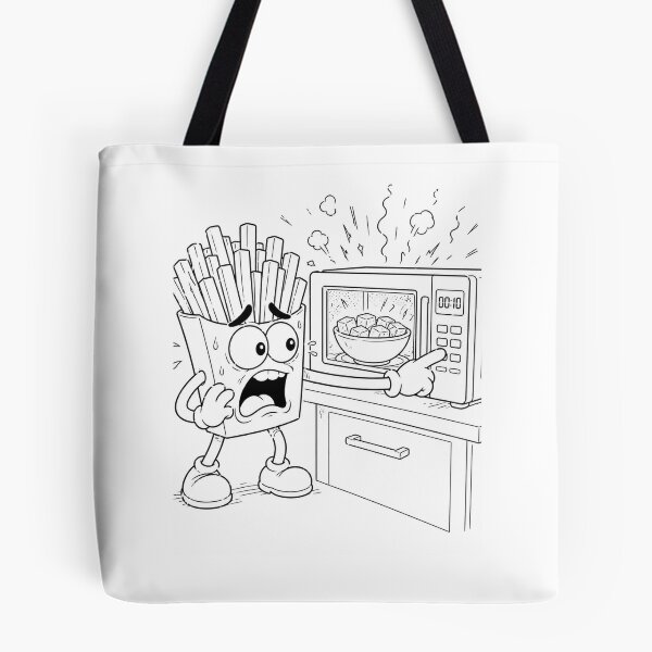 Item preview, Microwave Panic Funny French Fries Cartoon Kitchen Disaster Humor designed and sold by ComedyInkFactor.