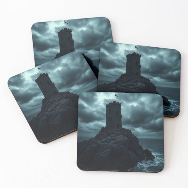 Item preview, Mysterious Gothic Tower on Stormy Cliff | Dark Fantasy Castle Art designed and sold by EllDAV777.
