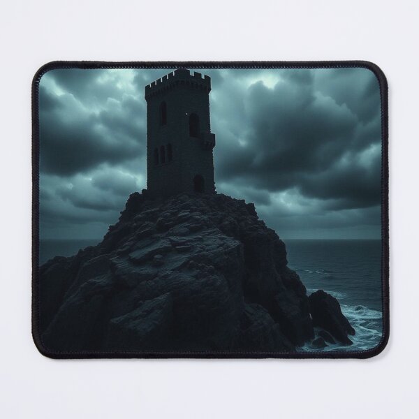 Item preview, Mysterious Gothic Tower on Stormy Cliff | Dark Fantasy Castle Art designed and sold by EllDAV777.