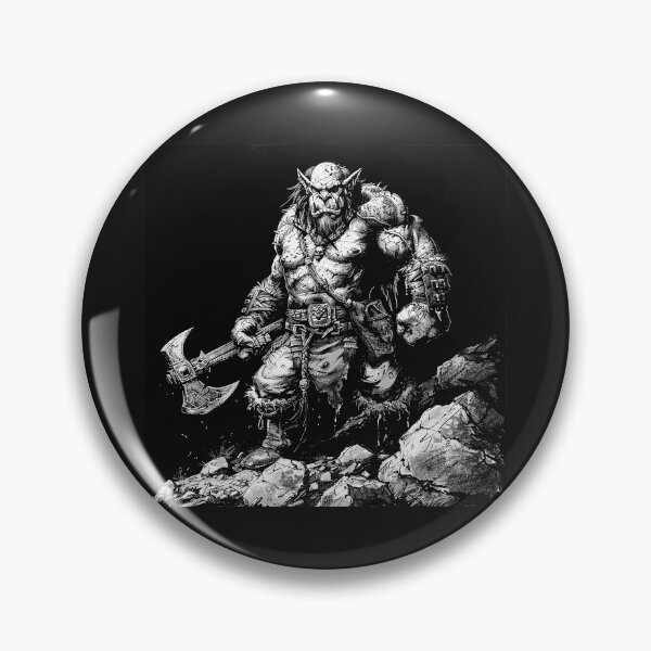 Item preview, Black and White Orc Warrior Battle Axe Fantasy Art designed and sold by inkoutninja.