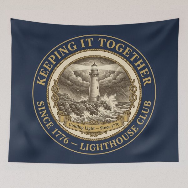 Item preview, Keeping It Together Since 1776 Lighthouse Badge designed and sold by CalmCapy Co.