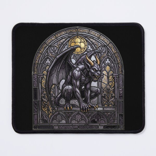 Item preview, Gothic Gargoyle Cathedral — Gothic Winged Guardian Stained Glass designed and sold by David Mateo ArtWorks.