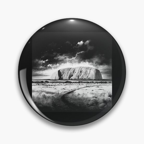 Item preview, Black and White Uluru Australian Outback Landscape Art designed and sold by inkoutninja.
