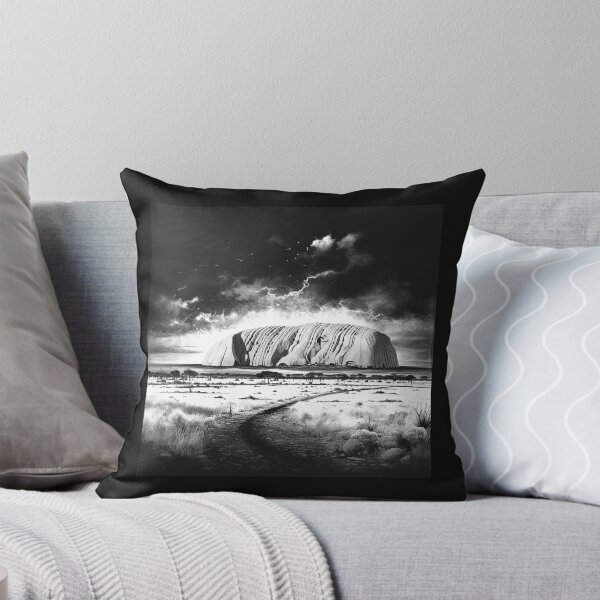 Item preview, Black and White Uluru Australian Outback Landscape Art designed and sold by inkoutninja.