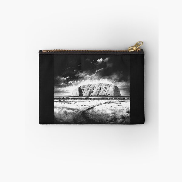 Item preview, Black and White Uluru Australian Outback Landscape Art designed and sold by inkoutninja.