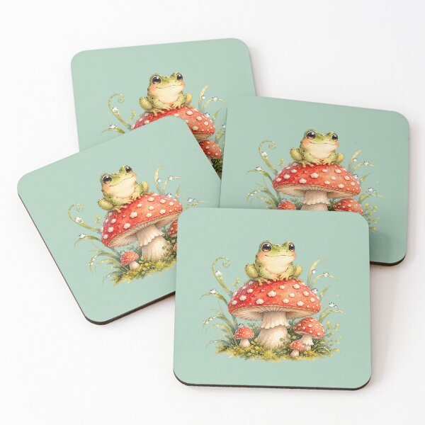 Item preview, Cute Frog on Toadstool Cottagecore  designed and sold by MagicMakerPh.