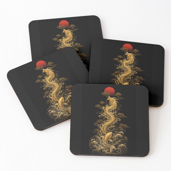 Item preview, Ascending Dragon Koi Korean Wall Art | Golden Carp Transformation Art designed and sold by K-Tradition.