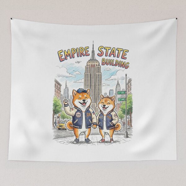 Item preview, Cute Shiba Inu in New York - Matching Varsity Jacket Puppies NYC Travel Art designed and sold by TaiwanMemory.