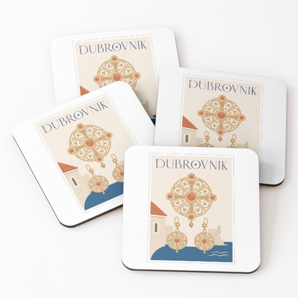 Item preview, Póster de viaje de Dubrovnik con filigrana de coral designed and sold by Beyond Destinations.