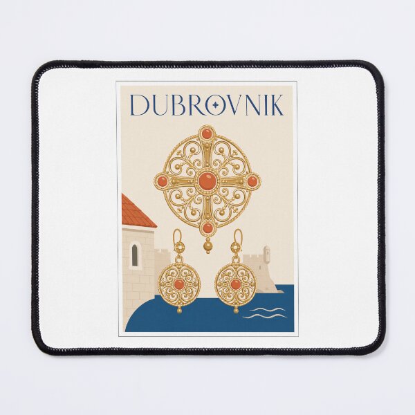 Item preview, Dubrovnik Coral Filigree Travel Poster designed and sold by Beyond Destinations.