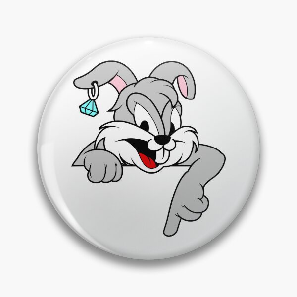 Item preview, Cartoon Bunny Pointing Down Wearing Earring designed and sold by Lexkon Liu's art.