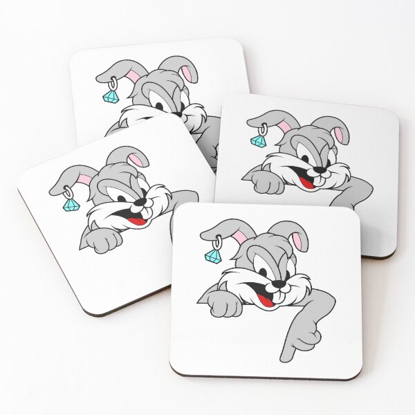 Item preview, Cartoon Bunny Pointing Down Wearing Earring designed and sold by Lexkon Liu's art.