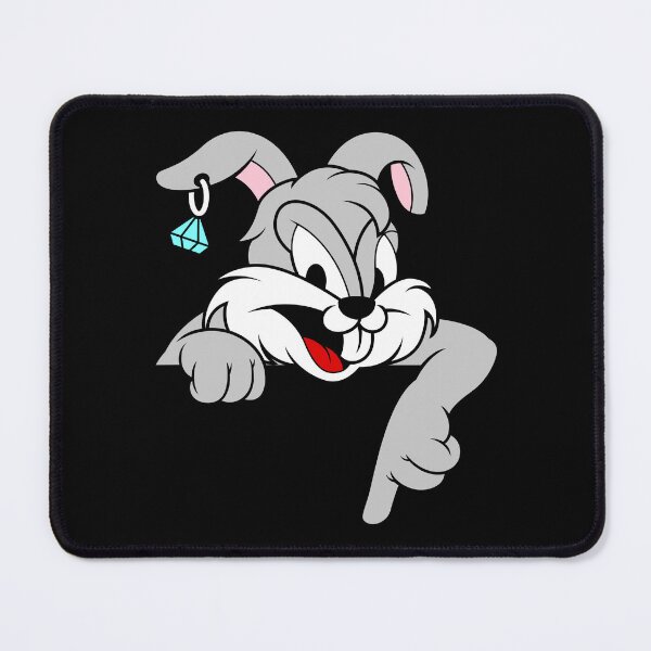 Item preview, Cartoon Bunny Pointing Down Wearing Earring designed and sold by Lexkon Liu's art.