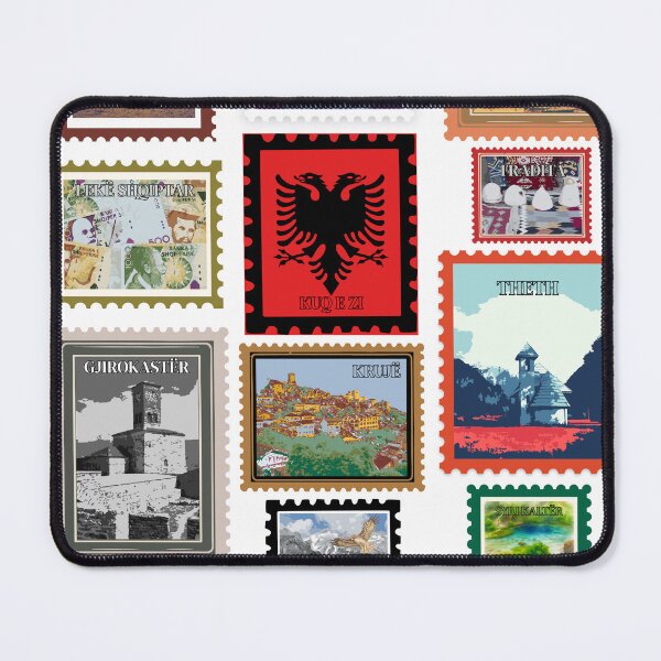 Item preview, Albania Travel Stamp Collage – Flag, Berat, Gjirokastër, Riviera & Cultural Heritage designed and sold by inallusha.