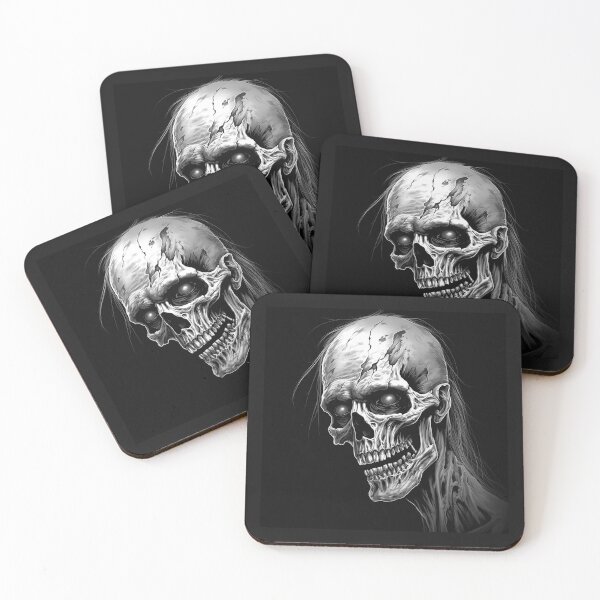 Item preview, Black and White Undead Skull Horror Portrait Art designed and sold by inkoutninja.