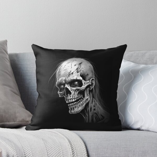 Item preview, Black and White Undead Skull Horror Portrait Art designed and sold by inkoutninja.