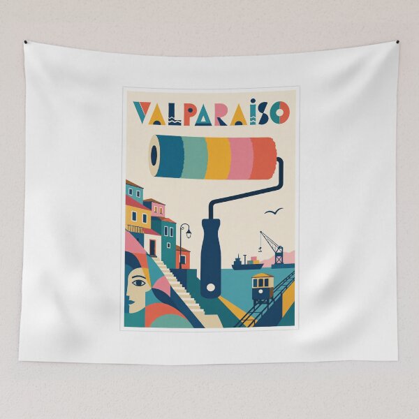Item preview, Valparaíso Paint Roller Travel Poster designed and sold by Beyond Destinations.
