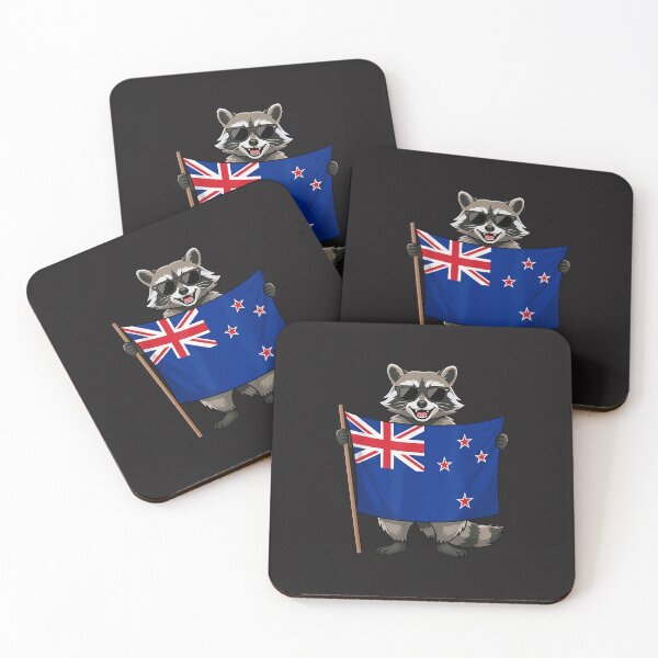 Item preview, New Zealand Flag Raccoon Funny Patriotic Animal Cartoon Kiwi Pride designed and sold by kiralynstration.