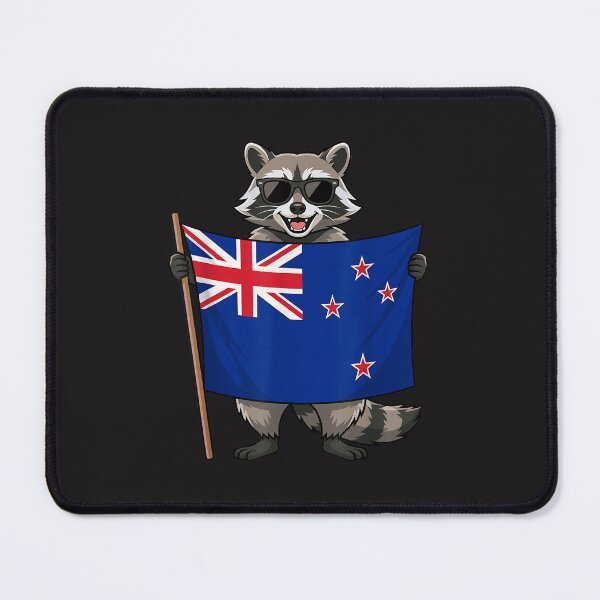 Item preview, New Zealand Flag Raccoon Funny Patriotic Animal Cartoon Kiwi Pride designed and sold by kiralynstration.